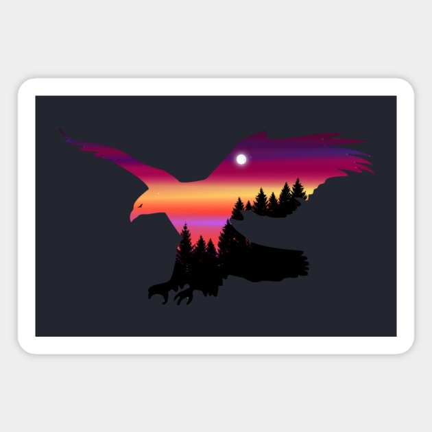 Beautiful Flying Eagle Surreal Sky Silhouette Artwork Magnet by Wishtopia